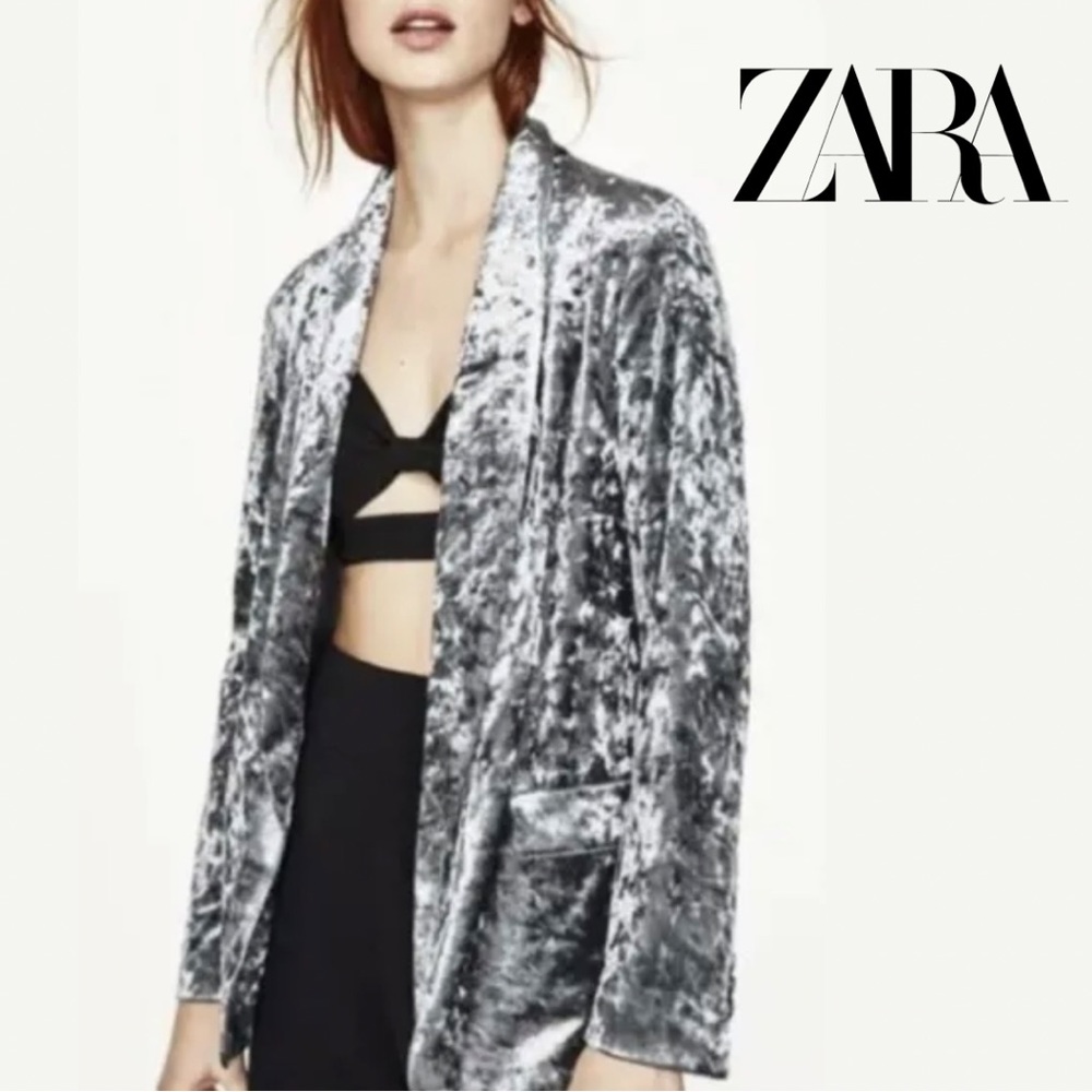 Zara Basic Collection Crushed Velvet Wrap Jacket